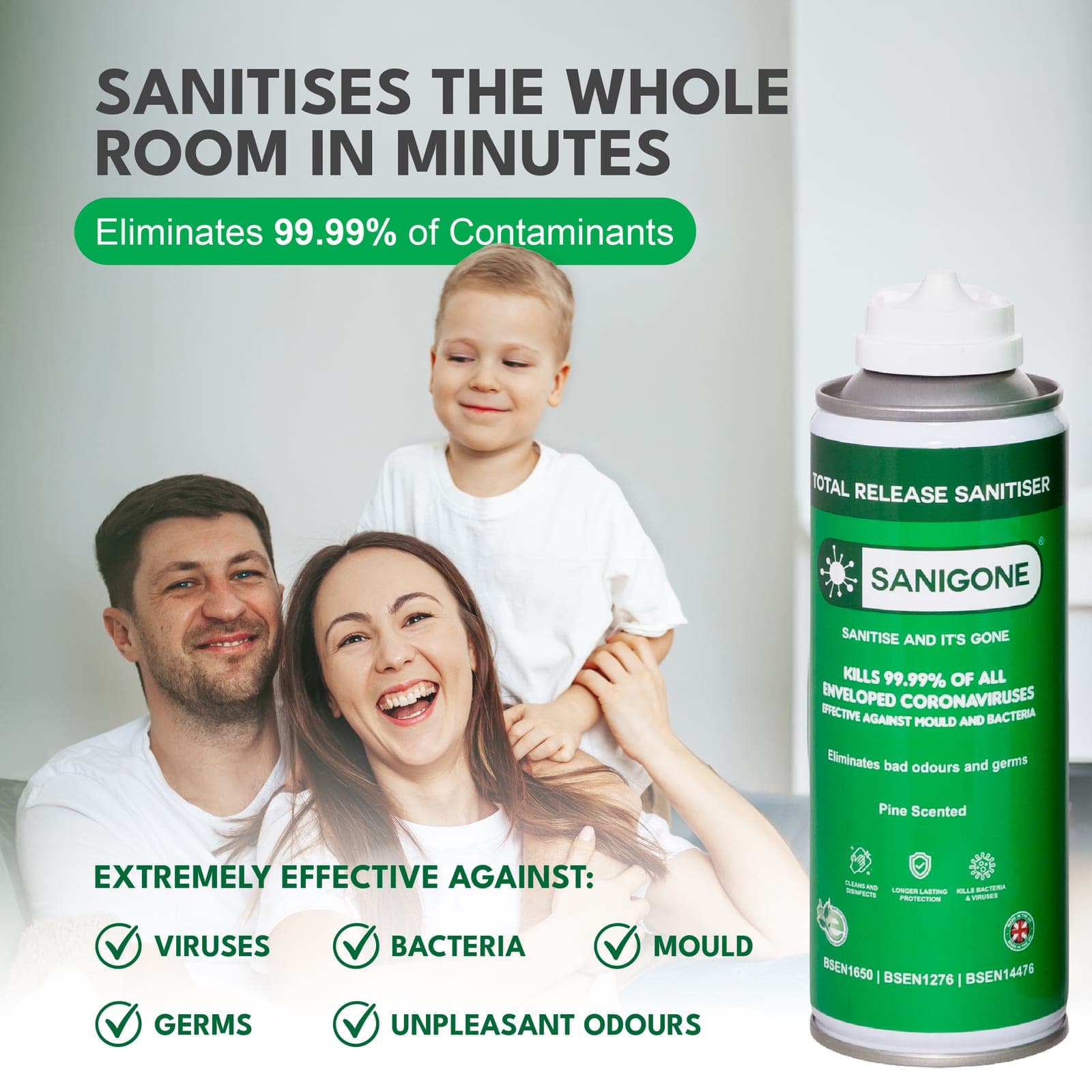 Sanigone Total Release — sanitises a whole room in minutes